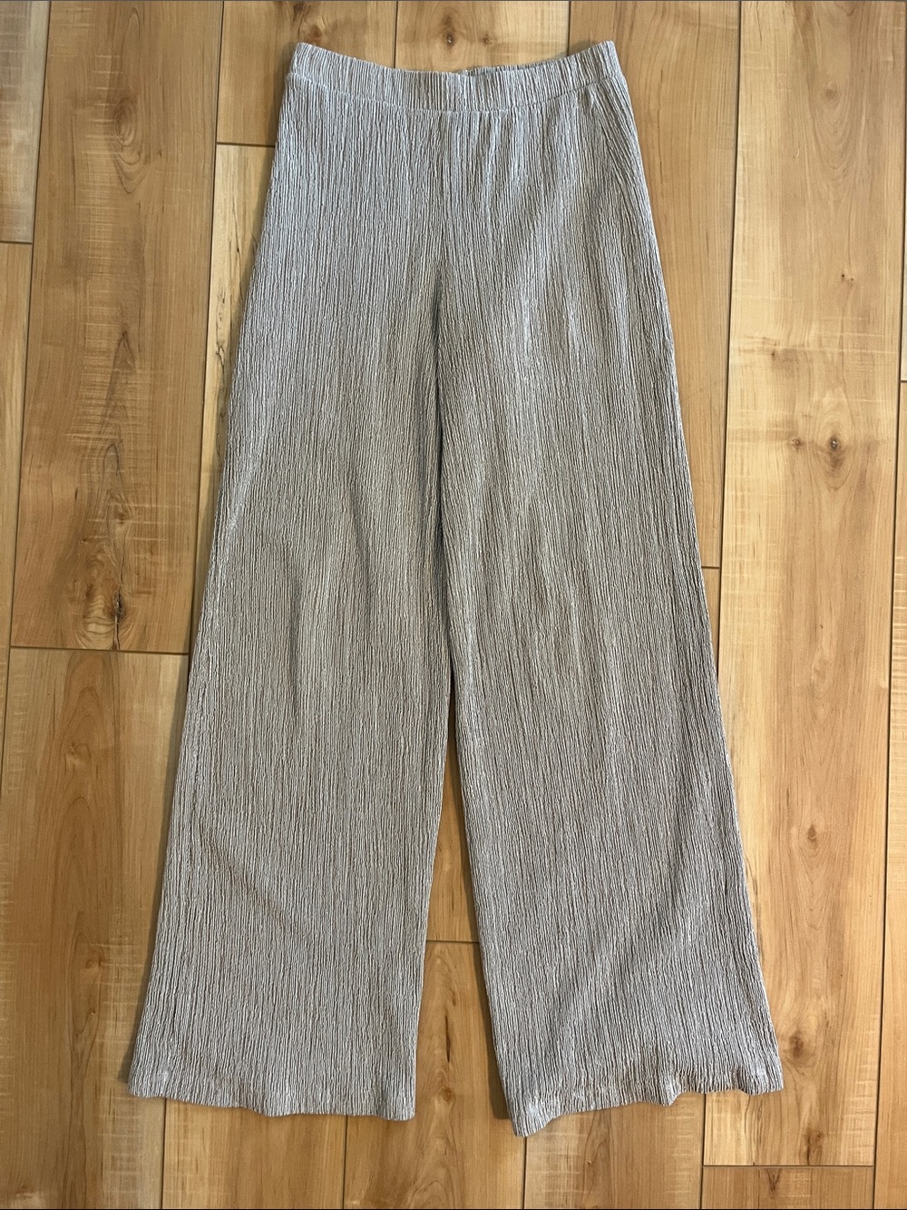 Zara Tan Textured Wide-Leg Pull-On Pants